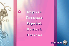 Disney's Cinderella: Magical Dreams (Game Boy Advance) screenshot: Language selection