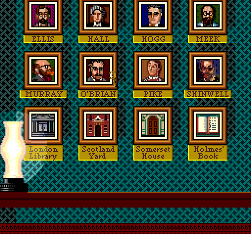 Sherlock Holmes: Consulting Detective (TurboGrafx CD) screenshot: So many people, so many places...