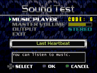 RC de GO! (PlayStation) screenshot: Sound Test.