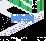 720º (Game Boy Color) screenshot: Hot shoes! Cash deducted.