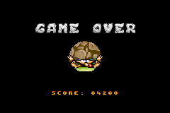 Prehistorik Man (Game Boy Advance) screenshot: I was squashed by a boulder. Game over.