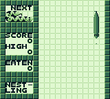 WildSnake (Game Boy) screenshot: The first snake comes down.
