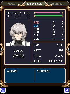 Castlevania: Dawn of Sorrow (J2ME) screenshot: Stats