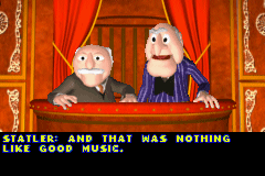 The Muppets: On with the Show (Game Boy Advance) screenshot: After each game, there is a comment by the Grumpy Old Men.