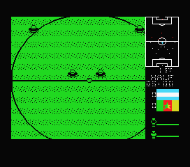 Mundial de Fútbol (MSX) screenshot: The kick off for the 1st half.