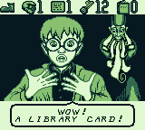 The Pagemaster (Game Boy) screenshot: I found a library card. Wow!