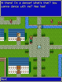 Final Fantasy (J2ME) screenshot: Talking with a villager - who happens to be a complete lunatic.