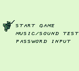 The Pagemaster (Game Boy) screenshot: Main menu