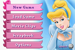 Disney's Cinderella: Magical Dreams (Game Boy Advance) screenshot: Main menu