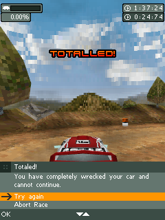 Rally Master Pro (J2ME) screenshot: That's one crash to many