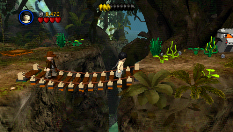 LEGO Indiana Jones: The Original Adventures (PSP) screenshot: We just built this bridge from tiny blocks.