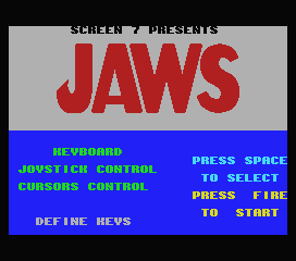 Jaws (MSX) screenshot: Main menu