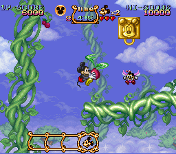 The Magical Quest Starring Mickey Mouse (SNES) screenshot: With these tomatoes Mickey can fly for a short while.