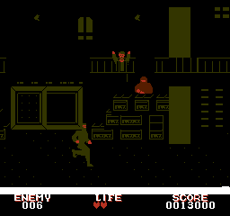 Crime Busters (NES) screenshot: Now all is dark. Avoid shooting the hostages.