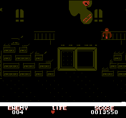 Crime Busters (NES) screenshot: A ninja shot in the ceiling.