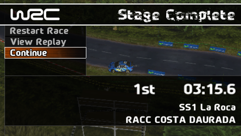 WRC (PSP) screenshot: Stage Results