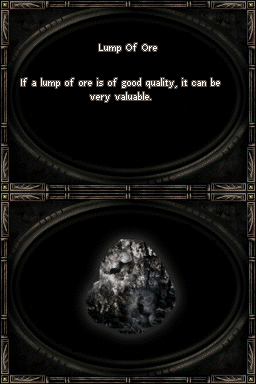 Fighting Fantasy: The Warlock of Firetop Mountain (Nintendo DS) screenshot: You found some ore!
