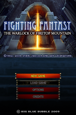 Fighting Fantasy: The Warlock of Firetop Mountain (Nintendo DS) screenshot: The title screen.