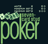 Vegas Stakes (Game Boy) screenshot: Next up: Poker. Seven-card stud, to be precise.