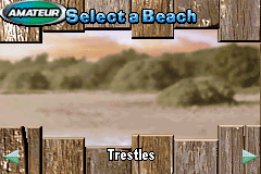 Kelly Slater's Pro Surfer (Game Boy Advance) screenshot: At which beach do we want to surf?