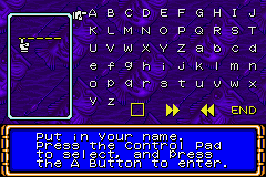 American Bass Challenge (Game Boy Advance) screenshot: Entering name