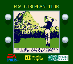 PGA European Tour (Game Boy) screenshot: Title screen (Super Game Boy)