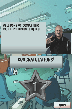 Football Academy (Nintendo DS) screenshot: IQ Test completed