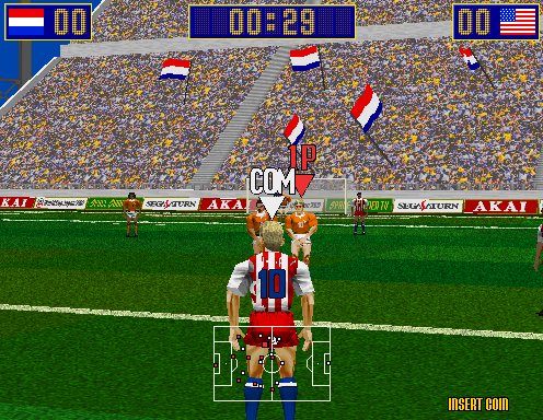 Virtua Striker (Arcade) screenshot: Free kick
