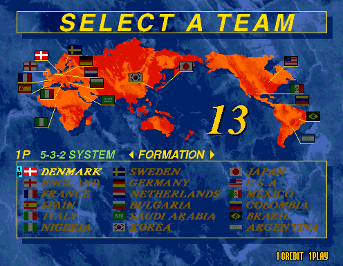 Virtua Striker (Arcade) screenshot: Team selection