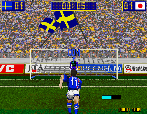 Virtua Striker (Arcade) screenshot: Penalty kick