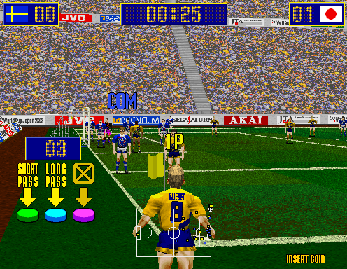 Virtua Striker (Arcade) screenshot: Corner kick