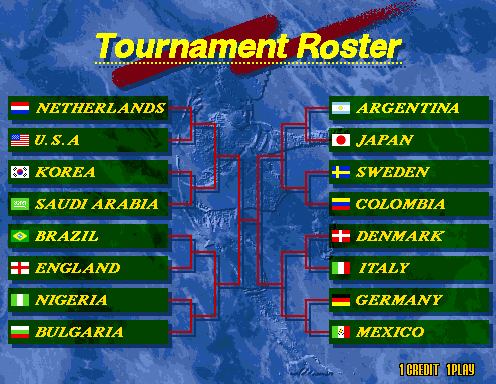 Virtua Striker (Arcade) screenshot: The tournament tree