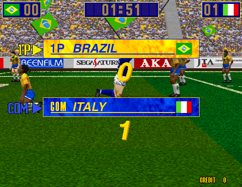Virtua Striker (Arcade) screenshot: The Italians score
