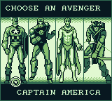 Captain America and the Avengers (Game Boy) screenshot: Choose an Avenger