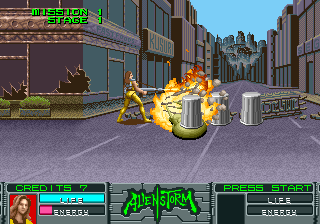 Alien Storm (Arcade) screenshot: Flames