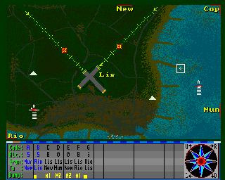 Airport (Amiga) screenshot: This is the playing view in which the player coordinates the airplanes.