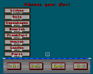 Airport (Amiga) screenshot: Main menu