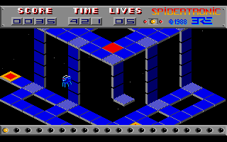 Spidertronic (Amiga) screenshot: Taking the elevator