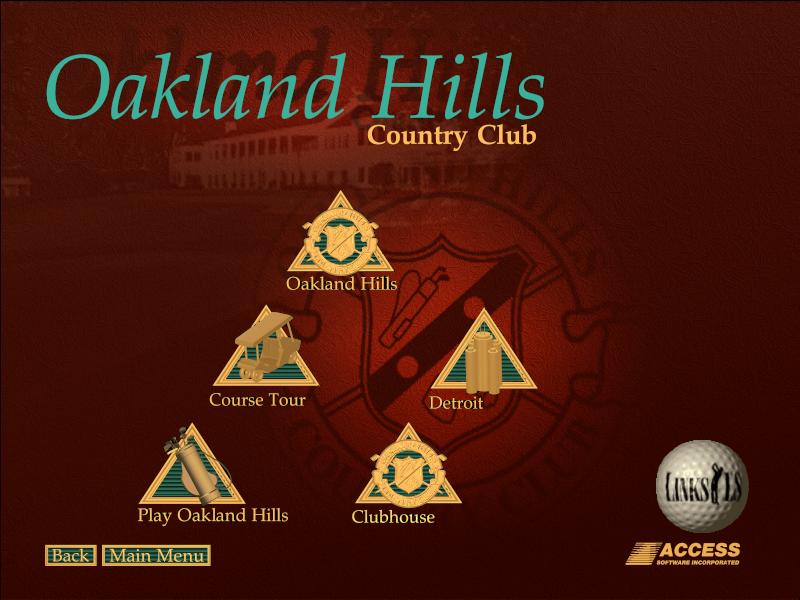 Links LS: Championship Course - Oakland Hills Country Club (DOS) screenshot: Main menu