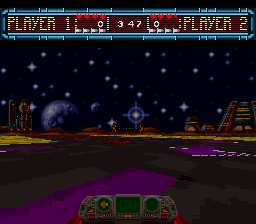 Space Football: One on One (SNES) screenshot: You can only go the way the arrows are pointing