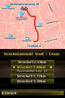 Quiz Taxi (Nintendo DS) screenshot: Please select a route.