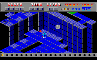Spidertronic (Amiga) screenshot: Colliding with a ball