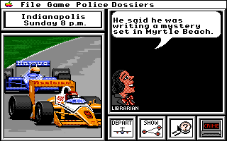 Where in the U.S.A. Is Carmen Sandiego? (Apple IIgs) screenshot: Aha! A clue to where the suspect is at!