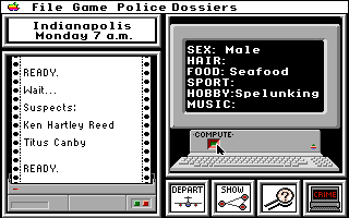 Where in the U.S.A. Is Carmen Sandiego? (Apple IIgs) screenshot: ACME Crime Computer.