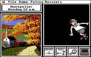 Where in the U.S.A. Is Carmen Sandiego? (Apple IIgs) screenshot: Another V. I. L. E. henchman! I'm on the right track!