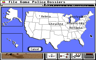 Where in the U.S.A. Is Carmen Sandiego? (Apple IIgs) screenshot: Where in the USA do you go next?