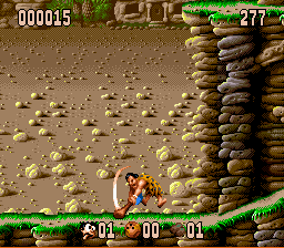 The Flintstones (SNES) screenshot: Your last weapon is to slam your club.