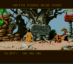 The Flintstones (SNES) screenshot: PEBBLES! BAM-BAM!