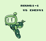 Bomber Man GB (Game Boy) screenshot: Round 1-1 vs. enemy 1 (Meaning there is only one opponent in Round 1-1.)