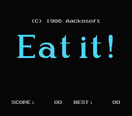 Snake It (MSX) screenshot: Title screen (Aackosoft release) The voice still says "Welcome to Snake It!".
